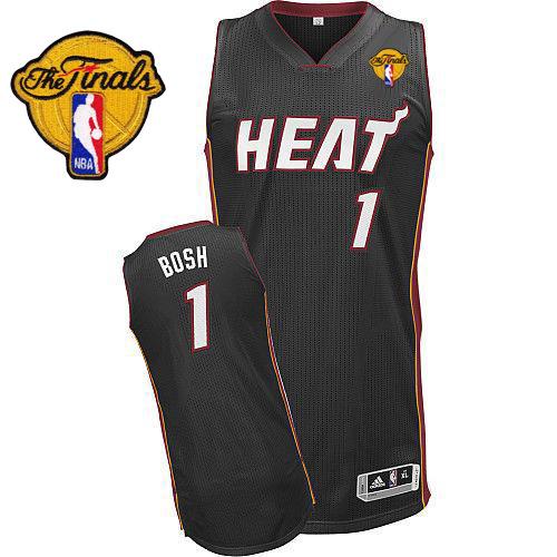 Heat Finals Patch #1 Chris Bosh Revolution 30 Black Embroidered NBA Jersey