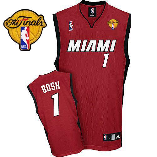 Heat Finals Patch #1 Chris Bosh Red Embroidered NBA Jersey