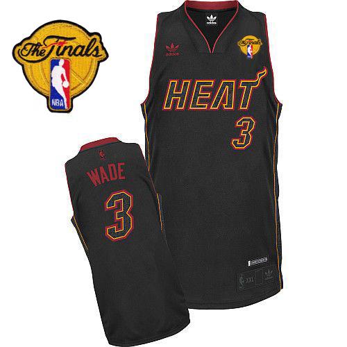 Heat Finals Patch #3 Dwyane Wade Carbon Fiber Fashion Black Embroidered NBA Jersey
