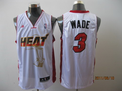 Heat 2011 Championship #3 Dwyane Wade White Embroidered NBA Jersey