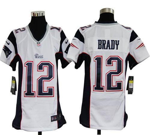 Nike Patriots #12 Tom Brady White Youth Embroidered NFL Elite Jersey