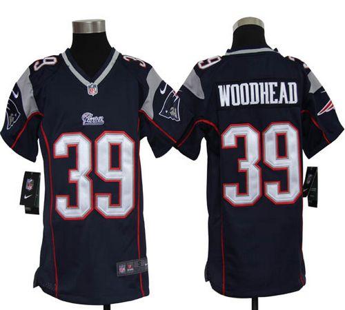 Nike Patriots #39 Danny Woodhead Navy Blue Team Color Youth Embroidered NFL Elite Jersey