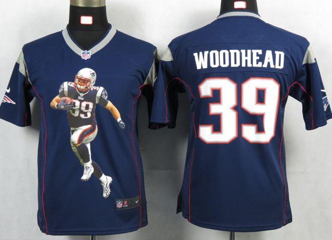 Nike Patriots #39 Danny Woodhead Navy Blue Team Color Youth Portrait Fashion NFL Game Jersey