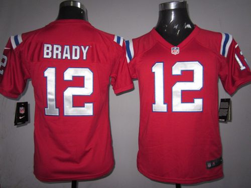 Nike Patriots #12 Tom Brady Red Alternate Youth Embroidered NFL Elite Jersey