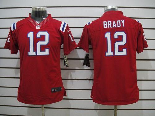 Nike Patriots #12 Tom Brady Red Alternate Youth Embroidered NFL Limited Jersey